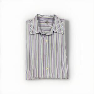 BARNEYS NEW YORK MENS CASUAL BUTTON SHIRT SIZE XL MADE IN ITALY PURPLE VGC!